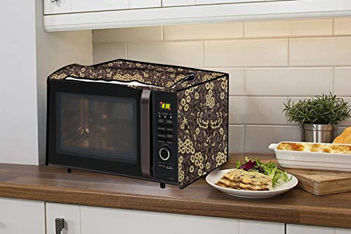 Image of Stylista Microwave Oven Cover for Panasonic 20 L Solo NN-SM255WFDG Floral Pattern Brown