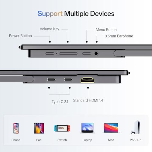 InnoView 2K Portable Monitor 15.6" QHD 100% sRGB, Built-in 180° Adjustable Stand Travel Monitor USB C Standard HDMI Ultra-Slim Portable Monitor for Laptop MacBook Phone PS5 Xbox Switch - image 8