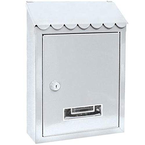 Cassetta Postale portalettere in Ferro Bianco Porta buca Lettere Modello Loft Posta Cassetta da Esterno preforata con Doppia Chiave Kit Viti Montaggio targhetta portanome