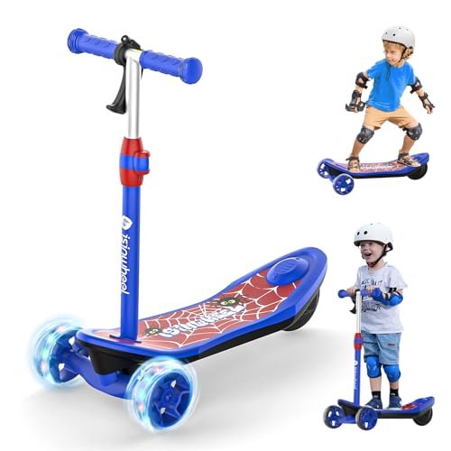 isinwheel MiniSpider Electric Scooter for Kids Ages 3-12, 2-in-1 Design, 3 Wheel Electric Scooter with Remote Controller and 2 Speeds, Nice Gifts for Kids(Blue)