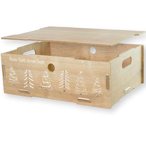 clipfritz - Holzbox personalisiert mit Tannenbaum Motiv & Text (MDF...