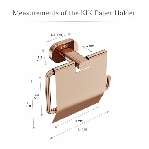 Image of LAPO Tissue Paper Roll Holder for Bathroom Accessories, 304 Stainless Steel Toilet Paper Holder for Bathroom, Wall Mounted Toilet Tissue Holder, PVD Rose Gold Finish, 25 Years Warranty - KIK