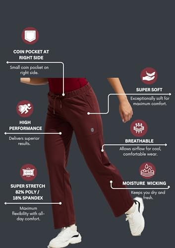 Image of DOMIN8 Women Functional Multi-Pocket Super Stretchable Wrinkle Resistant Track Pants with Elasticated Waistband & Drawstring | Sports Track Pant for Women|Moisture Wicking Lightweight Track Pant