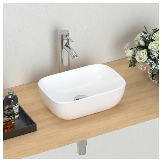 J-FAMILY 14.5'' x 10'' Bathroom Small Vessel Sink Above Counter White Porcelain Ceramic Sink Bowl Small Vanity Sink Lavatory Wash Hand Basin