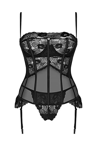 Corset Serena Love Obsessive M/L avec string assorti noir - 3