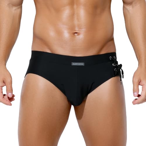 Casey Kevin Men's Swim Brief Sexy Adjustable Bikini Swimwear Quick Dry Swimsuit with Drawstring - Main Image
