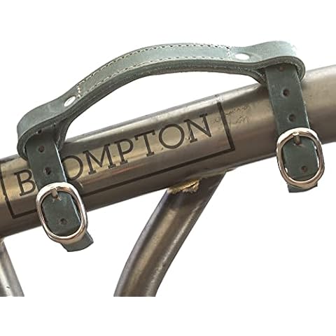 London Craftwork Leather Mini Carry Handle For BROMPTON Handgrip Bike Bicycle Frame Carrying Racing Green Cover