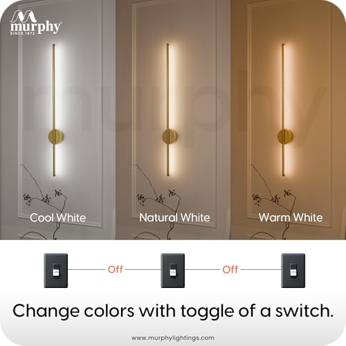 Image of Murphy LED Wall Highlighter - Modern Aluminum Sconce, 3-in-1 Colour Changing -Wall Light, Sleek Golden Finish - Easy Install, 2-Year Warranty-Pack of 3