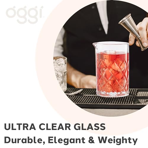 OGGI Cocktail Mixing Glass & Strainer Set - Elegant Bar Mixing Set with 16oz Glass Beaker, Essential Mixology Bartender Kit, Old Fashioned Kit, Includes Stainless Steel Hawthorne Strainer by Oggi - Image 4