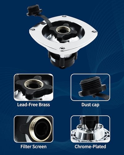 Image of RV City Water Inlet with Pressure Regulator Valve,Chrome Wall Mount Water Fill Inlet Built-in Check Valve, Fit for Camper, Trailer, Marine
