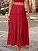 Trendy Queen Long Skirts for Women Boho Maxi Skirt Summer Swing Tiered A-Line Elastic High Waist Dress with Pockets Fashion Red S