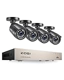 ZOSI 1080P Security Camera System 8 Channel HDMI 4 in 1 CCTV DVR with 4 Pack 2.0MP Bullet Cameras 120ft night vision weatherproof with no HDD Outdoor Indoor Surveillance System
