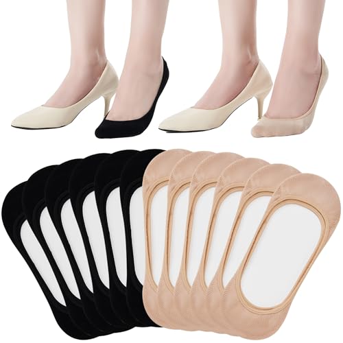 Image of ATBITER No Show Socks Womens Flats - 6 /12 Pairs Non Slip Invisible Ultra Low Cut Liner Footies Socks for Loafer Boat