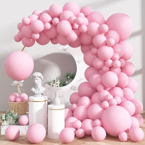 Image of Pastel Pink Balloons, 113Pcs Baby Light Pink Balloons Different Sizes, 18 /12 /10 /5 Inch Macaron Pastel Pink Balloon Garland Pink Latex Balloons for Birthday Baby Shower Gender Reveal Party Decorations