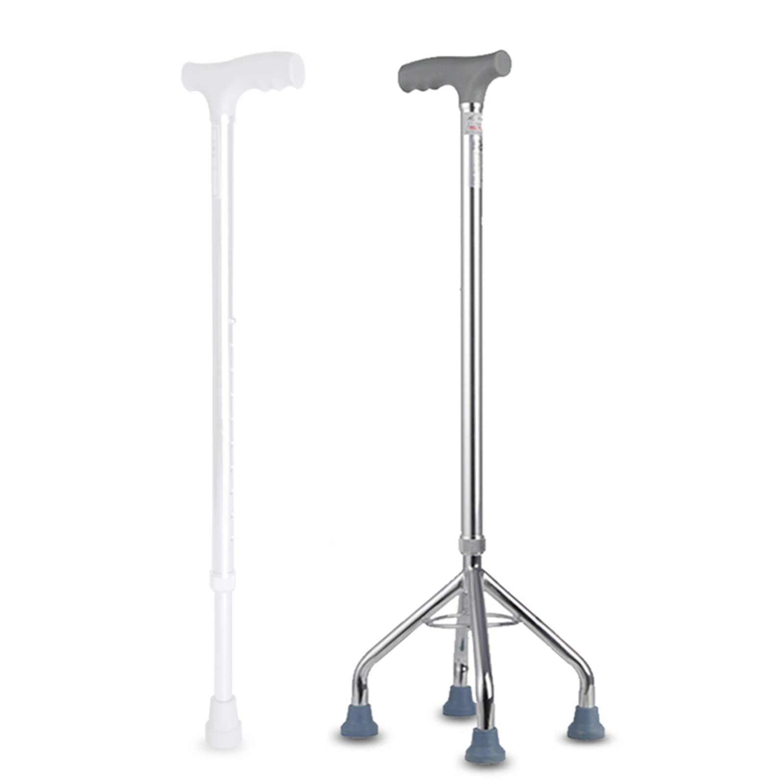 Bastón cuádruple con base pequeña, bastón ajustable con base de 4 puntas, para hombres o mujeres diestros o zurdos, estrella de luz plateada