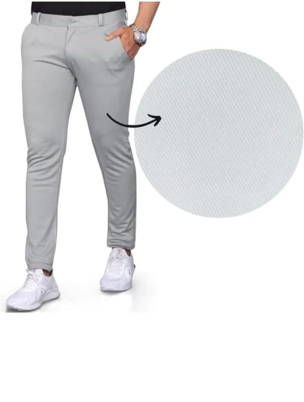 Image of VIJETA Garments for Men Lycra Blend Formal Trousers ? Smart Fit Office Wear Pants with Elastic Waistband & Zip Fly