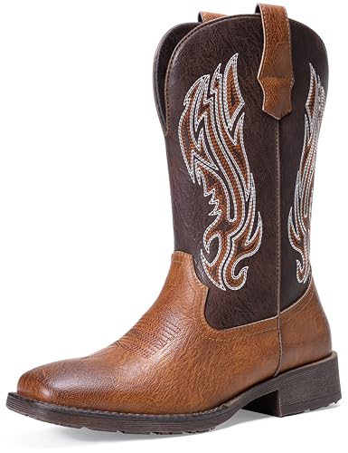 Image of Jousen Cowboy Boots for Men Embroidery Men's Western Boots Retro Square Toe Mens Boot Botas Vaqueras Para Hombre