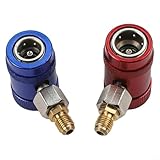Quick Connector Adapter for R1234yf A/C Manifold Gauge Set - 2 Pack Low/High Side Coupler with Red Coding for Easy Identification
