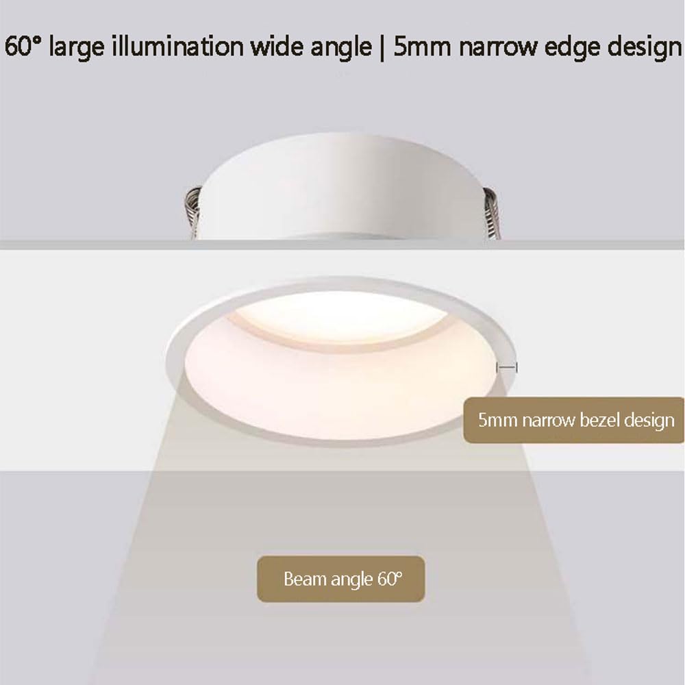 Downlight Empotrable Antideslumbrante Ultrafino, Luz De Techo Empotrable Totalmente De Aluminio, Iluminación Empotrada LED Downlight, Luz De Borde Estrecho Que Protege Los Ojos para El Pasillo