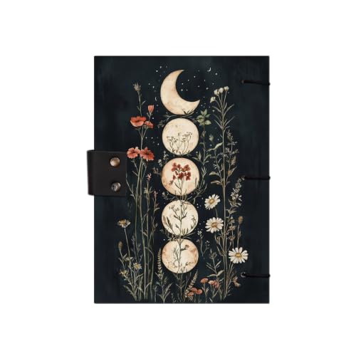 Image of Flower Moon Face Diary Notebook 7x5 Inch 160 Pages Unruled Journal for Writing
