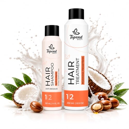 Topend Beauty Keratin Hair Treatment Kit – 470ml | Organic Straightening & Anti-Frizz System with Clarifying Shampoo | Formaldehyde-Free | Smooth, Shine & Repair All Hair Types