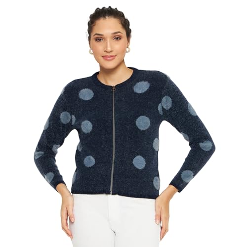 Image of Duke Stardust Women Full Sleeve Zipper Cardigan (SDS1005R D.Navy L)