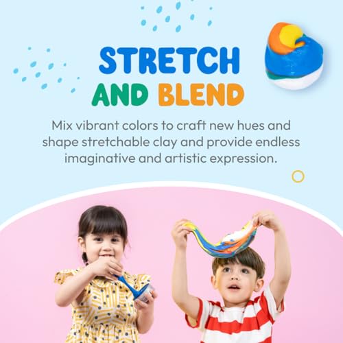 Familidoo Modeling Dough - Stretchy,Reusable &Non-Drying DIY Kit with Templates, Non-Toxic Art Crafts Gifts for Boys & Girls Ages 3 and Up, 6-Pack Case of Colors - Thumbnail 4