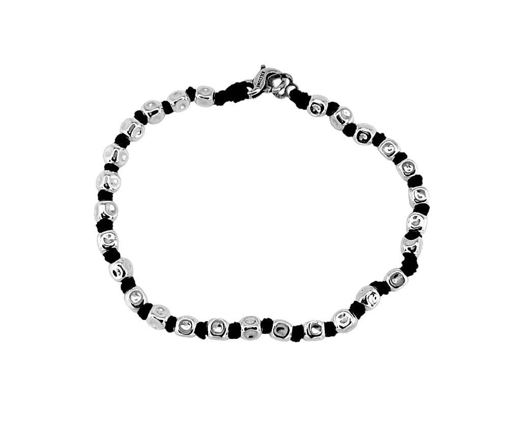 Bracciale Spadarella tubicino in argento lavorato e nodini rosa - Paci Gioielli