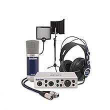 Complete Music Studio Bundle with USB Audio Interface, Bitwig Studio DAW, Condenser Microphone, Monitoring Headphones, Boom Mic Stand, Pop Filter, Reflection Filter and 6m XLR Cable All-In-One Home Recording Kit with High-Resolution, Professional-Gra...