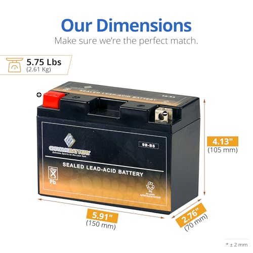 Image of CB CHROMEBATTERY YTX9B-BS 12 V 115 CCA AGM - Maintenance-Free 9 Ah Battery for Sportbike, ATV, Scooter, Jet Ski - T3 Nut & Bolt Terminal - Fits Yamaha R6, Honda CBR600F4i, Suzuki GSX-R600