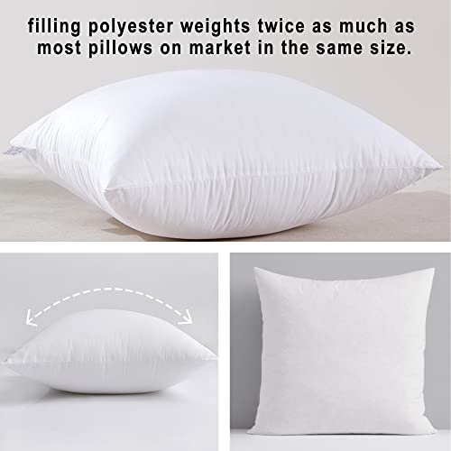 HITO 18x18 Pillow Inserts (Set of 2) - Down Alternative 100% Cotton Cover Decorative Square Throw Pillows White for Couch Bed Sofa by HITO - Used condition - US$24.29