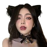 Faux Fur Cat Kitten Ears Hair Clips Headwear Plus Lace Bell Collar For Cosplay Kittenplay Petplay...