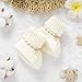 mimixiong Baby Booties Newborn Infant Hand Knitting Crochet Boy and Girl Cozy Shoes Ivory, 0 Months-3Months
