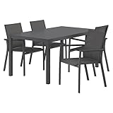 OUTLIV. Gartenmöbelset Lucca Aluminium wetterfest 4 Sitzplätze anthrazit dunkelgrau stapelbar Tisch 155x90 cm