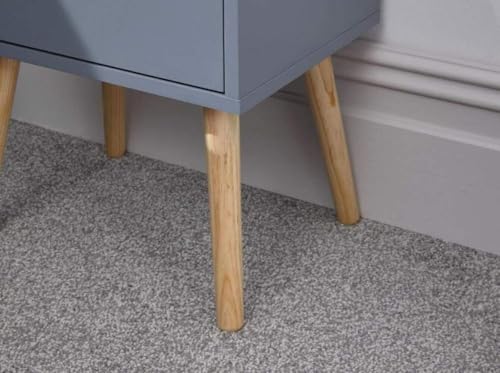 Image of VASIL MART Bedside Tables, Wooden Nightstands with Solid Wood Legs & 2 Drawers, End Tables Storage Units for Living Room /Bedroom,etc .(Grey)