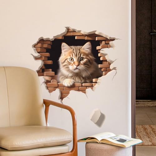 Vinilo decorativo pared gato caricatura 30x30 cm miniatura 5