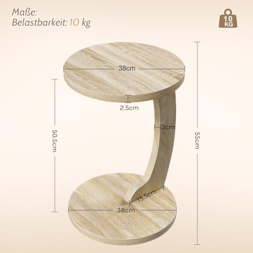WOLTU Beistelltisch Couch, Couchtisch rund, Sofatisch Kaffeetisch – Ansicht 2