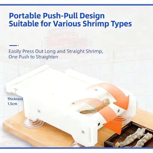Outil de presse à crevettes, moule de traction manuelle pour le forage de la vette avec des trous de drainage.Base d'aspiration antidérapante, plaque d'acier inoxydable.Idéal pour les sushis, Tempura,