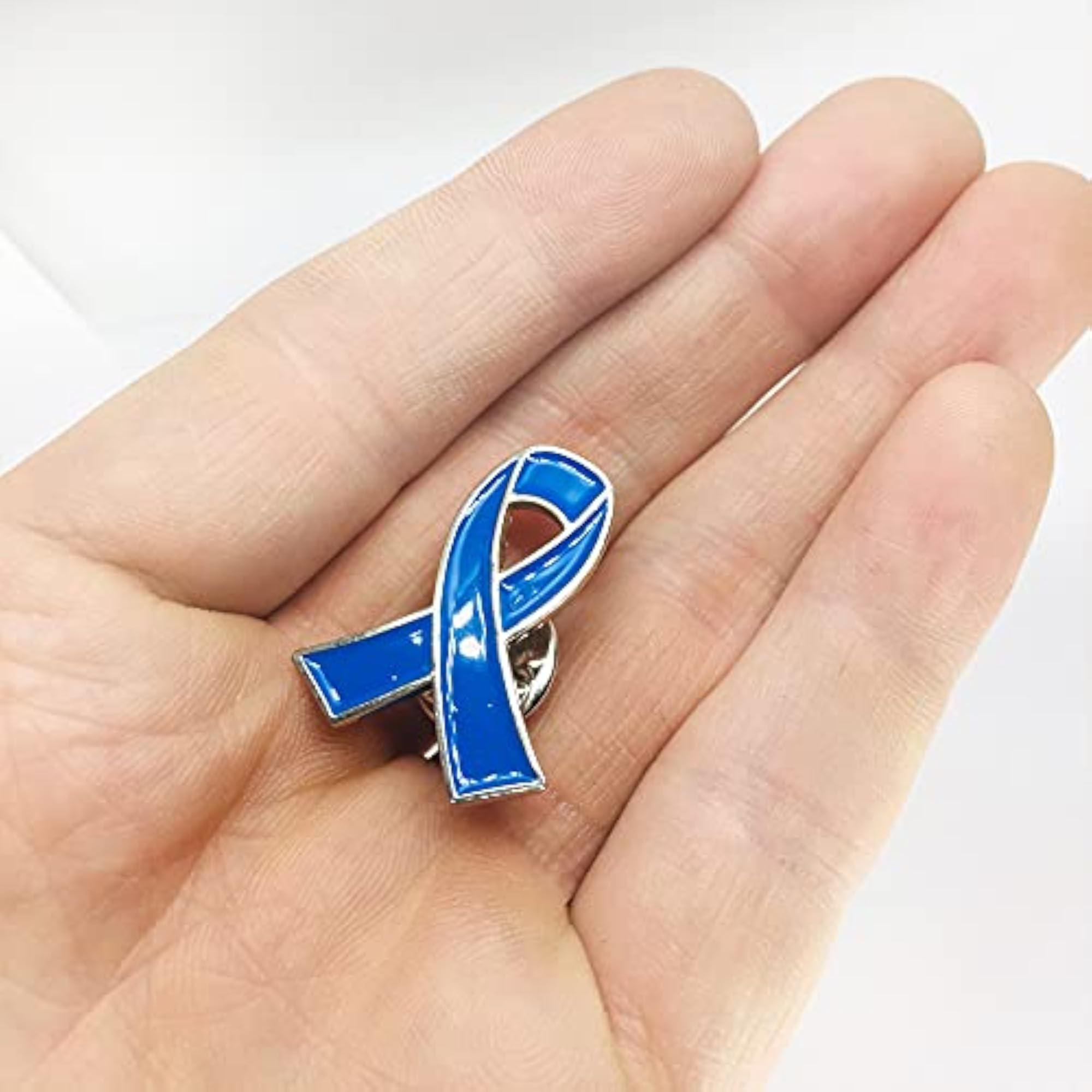 25 Pcs Blue Ribbon Enamel Lapel Pin, Colon Cancer Awareness