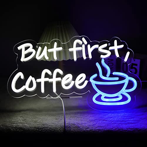 Vinray But First Coffee Neon Sign for Coffee Bar Pub Decor,Wall Art Decoration For Restaurant Living room,Led Light of Cafe,USB Power Supply With Metal Chain.