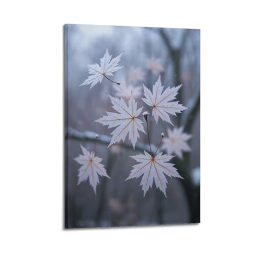 Poster paysage feuilles d'érable givrées déco murale 40x60cm