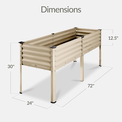 Image of Best Choice Products 72x24x30in Non Toxic Galvanized Raised Garden Bed, Metal Elevated Planter Box, Vegetable Garden, 100% Non Toxic Materials - Beige