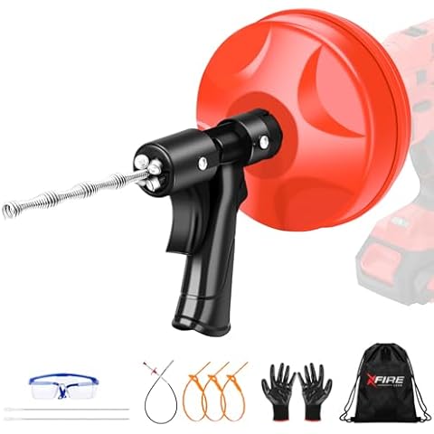 25FT Drain Auger, 10-In-1 Double Mode Drain Snake Tool, Professinal plumbing snake Plumbing Snake with Safety Glasses and Gloves, Hair Removal Tool with Cleaning Brush [Upgraded 4.0] Cover