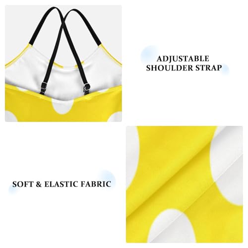 Toddler Swimwear, Summer Beach Swimsuit 3-10 Y, White Polka Dots Yellow3