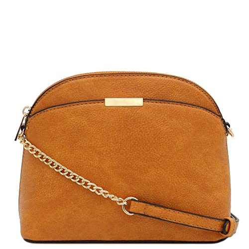 Image of FashionPuzzle Faux Leather Small Dome Crossbody Bag with Chain Strap