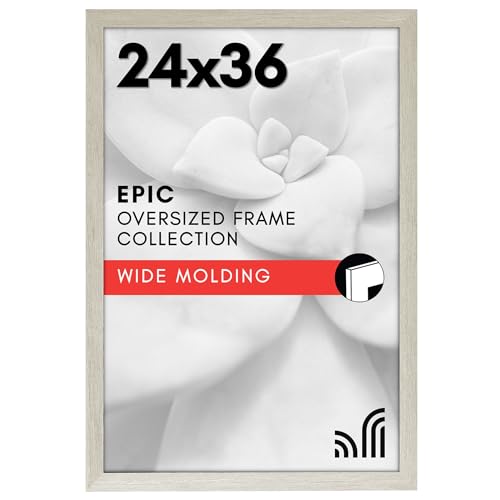 Image of Americanflat 24x36 Poster Frame - Gray Engineered Wood with Polished Plexiglass - Wide Picture Frame for Vertical or Horizontal Wall Display - Epic Collection - Gray