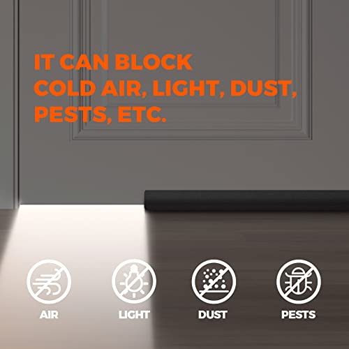 Holikme Twin Door Draft Stopper Weather Stripping Window Breeze Blocker Adjustable Door Sweeps 34Inch ，Black #TOP3