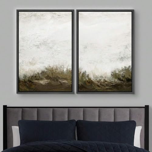Toile paysage coloré pastel zen pour décoration murale grand salon et chambre moderne x2