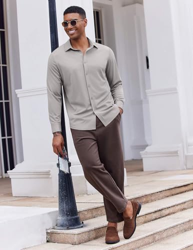 COOFANDY Mens Casual Button Down Shirt Long Sleeve Wrinkle Free Shirts Stretch Dress Shirt4