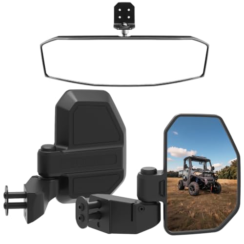 SHEJISI All-New 2026 Ranger Side Mirrors（Door Mounted）+Center Mirror Set，Compatible with Full Door 2018-2026 Polaris Ranger Crew SP XP 570 1000, Polaris NorthStar